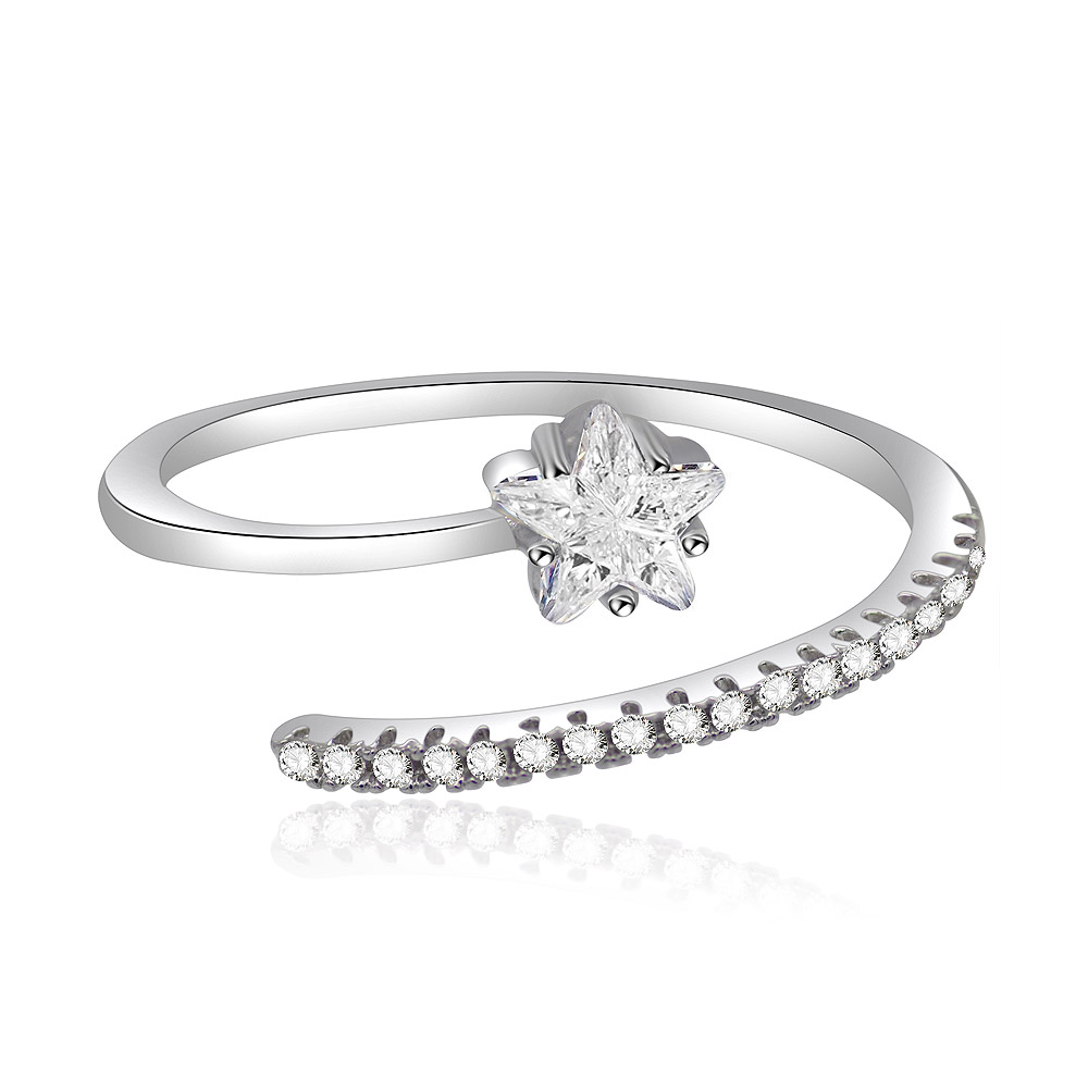 Stackable Solitaire Princess-Cut Star Ring